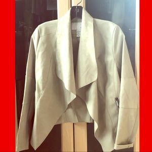 Bar III Moto Jacket. Faux leather and knit sleeves